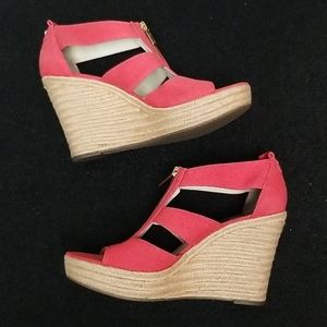 MICHAEL KORS reddish pink wedge espadrilles damita